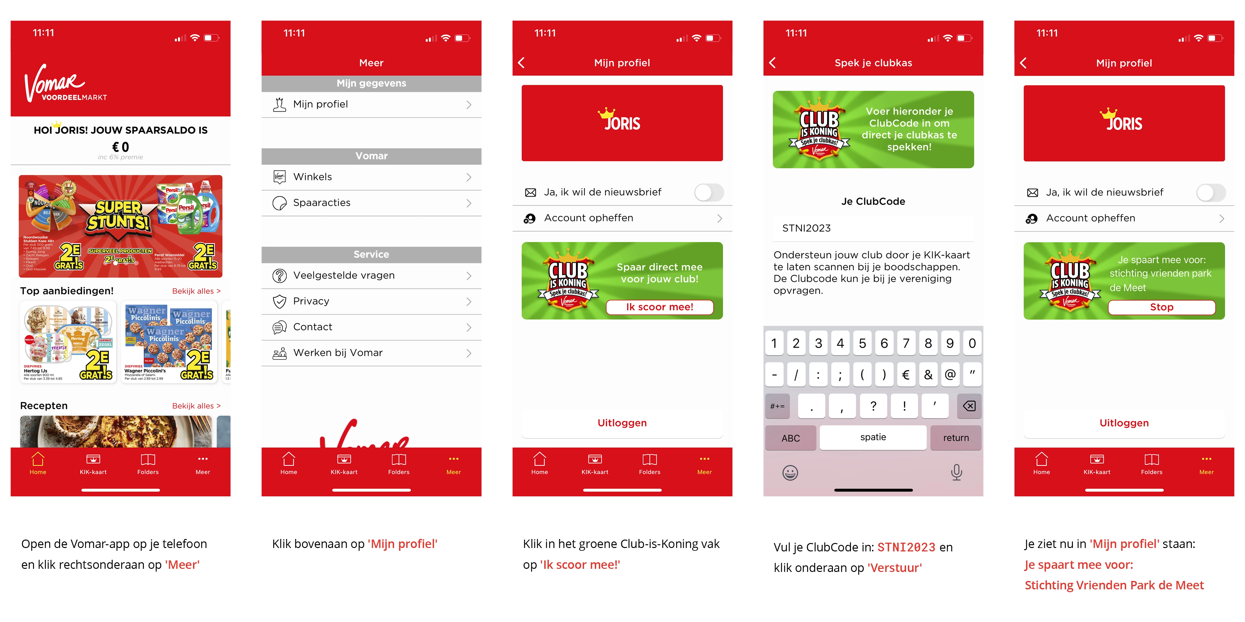 Vomar Club is Koning sparen - Stchting Vrienden Park de Meet - Nieuwe Niedorp en Winkel Vomar-app